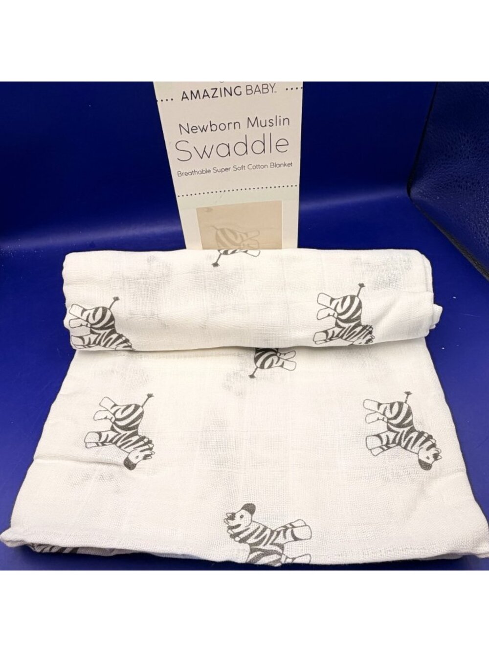 Amazing Baby Muslin Swaddle Blanket Zebra Print Soft Cotton 36x36 Newborn Wrap